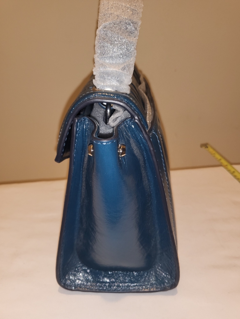 Michael Kors Blue Quilted Patent Top-Handle Satchel NWT - Picture 4 of 8